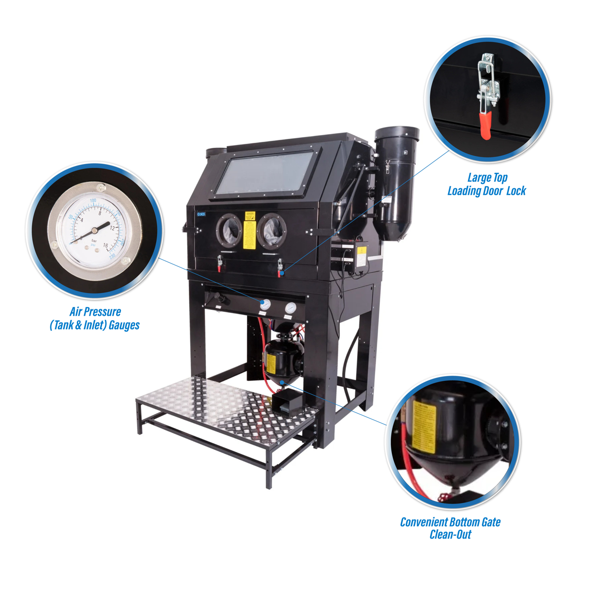 SGS 990L Heavy Duty Extra Large Shot & Sand Blasting & Polishing Cabinet